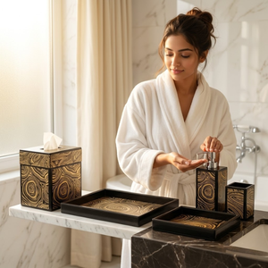 Luxury Transparent Glass Bathroom Set Durable Thick Glass Accessories Kit Soap Dispenser <b>Toothbrush</b> <b>Holder</b> Soap Dish Tumbler - Product Image 2