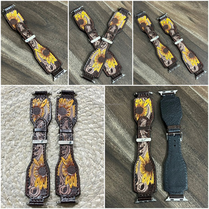 สายนาฬิกา Apple Watch หนังวัวแท้แกะสลักลายดอกไม้สไตล์ตะวันตก งานแฮนด์เมดระดับพรีเมียม OEM ODM สายรัดข้อมือ iWatch ดีไซน์ทันสมัย - Product Image 3