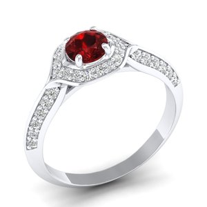 REYES Unique Design Round Cut 0.5Ct <b>Garnet</b> Gemstone Statement <b>Ring</b> For Women Wholesale Price 14K Gold Moissanite Solitaire <b>Rings</b> - Product Image 2