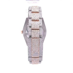 Reloj de Diamantes para Mujer, Correa de Acero Inoxidable, Cuarzo Analógico, Visualización de Fecha, Caja Redonda de 36 mm, Cristal de Zafiro, Cierre Plegable - Product Image 3