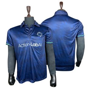 Camiseta Deportiva de Manga Corta para Hombre, Tejida, Estampada, con Logotipo Impreso Digitalmente, 100% Poliéster, de Secado Rápido, para Golf y Carreras - Product Image 1