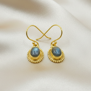 Natural Blue Fire Labradorite 925 Sterling Silver Drop <b>Earrings</b> Rose Gold & Yellow Gold Plated Handmade Boho Jewelry Gift Sister - Product Image 3