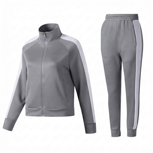 Hot Sale OEM Service Lightweight Stand Collar Full Sleeves Women's <b>Tracksuit</b> Set Solid Colors High Quality Elastic Waist Pants - Product Image 4