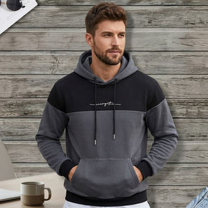 Sudadera con Capucha para Hombre, Corte Regular, Forro Polar, Diseño Color Block con Estampado Digital, Bolsillo Canguro, Estilo Casual, Ecológica - Product Image 3