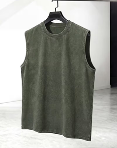 Men's Yellow Sleeveless Tank Top O-Neck Solid Color Casual Breathable Quick Dry Knitted Polyester/Cotton Athletic Wear - Product Image 3