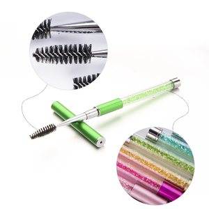 HMU Crystal Pink Mascara Applicator Spiral Mascara <b>Brush</b> Extension Spoolie Eyelash Mascara Makeup <b>Brushes</b> With Cover - Product Image 5