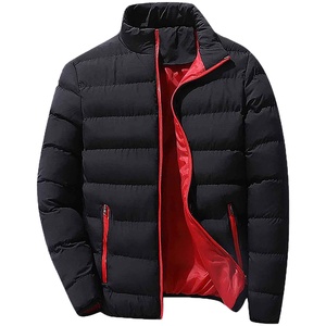 Windproof Breathable Eco-Friendly Casual Winter Jacket Pockets Wholesale Custom OEM Printed <b>Fleece</b> Puffer Stand Collar Front Men - Product Image 1