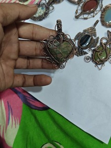 Handmade Copper Wire Wrapped Red Jasper Pendant Necklace Boho Style Jewelry Wholesale - Product Image 2