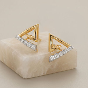 Luxury Open Triangle Pave Labgrown <b>Stud</b> Earrings Gold Plated Designer Fashion Jewelry 18K 14K 10K 925&935 <b>Silver</b> - Product Image 1