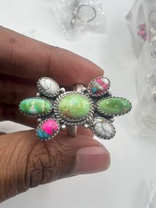 Sonara Green & Cotton Candy Turquoise <b>Ring</b> Best Selling Copper Silver Plated <b>Ring</b> Fashionable Wholesale <b>Statement</b> Jewelry 9.2 - Product Image 1