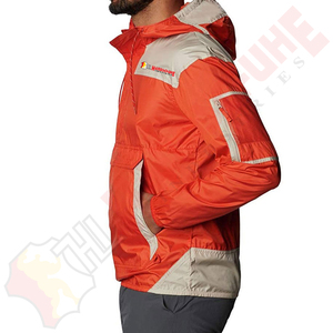Mens Orange <b>Grey</b> Hooded Softshell <b>Jackets</b> Windbreaker Lightweight Sport Color Block Running Hiking Stylish Outerwear - Product Image 3