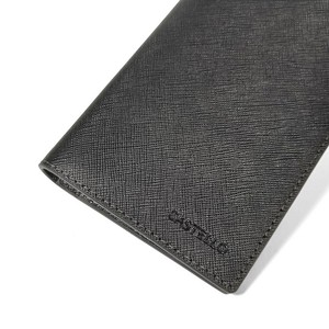 [Hot Item] Castello Saffiano Leather Long <b>Wallet</b> Open Closure Polyester Lining Men's Women's Unisex Navy Grey Green Black - Product Image 4