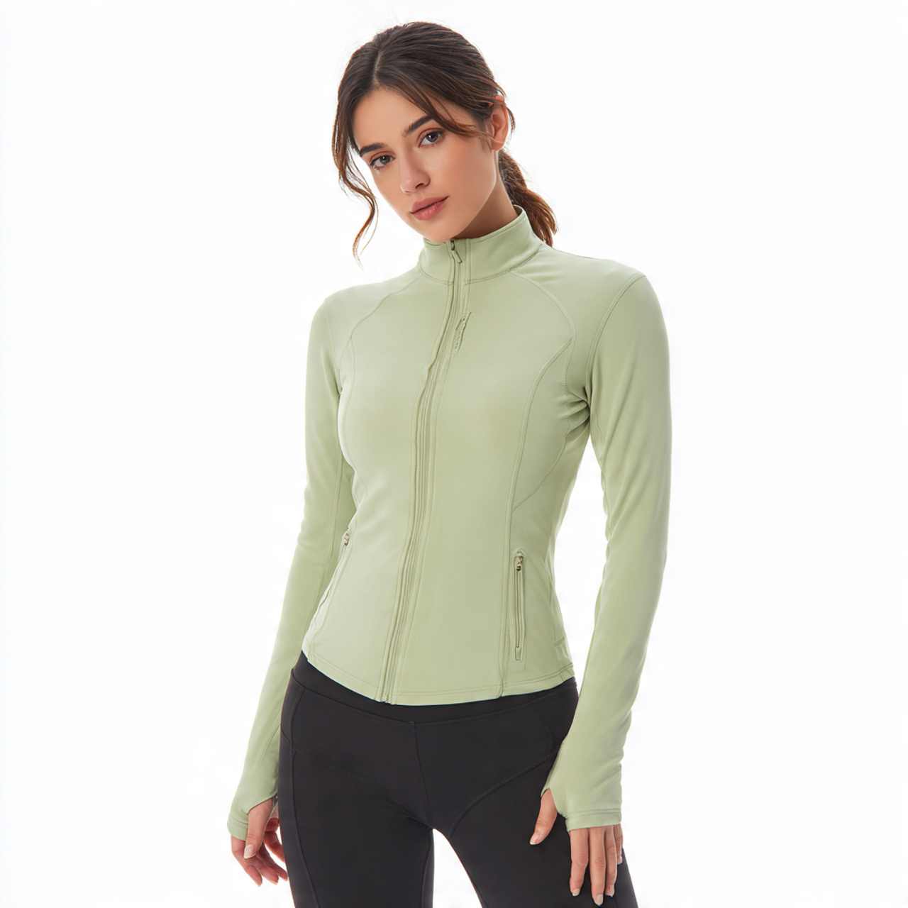 Standing Collar Zipper Yoga Wear Women's Sports Tops Fitness Clothing Long Sleeve Thin Jacket Running Jacket Women's