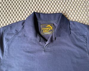 Camisa de manga corta azul marino liso para hombre Champ King, corte regular, informal - Product Image 2