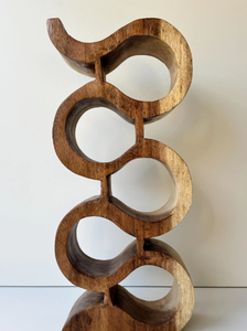Porte-vin sculptural en bois massif fait main, pièce d'art unique et décorative pour la décoration de la maison, du bar, de la cuisine et du salon - Product Image 2