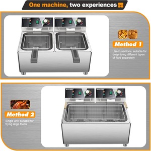 หม้อทอดไฟฟ้าสำหรับไก่งวง หม้อทอดแบบมืออาชีพพร้อมตะกร้าและตัวตั้งเวลา ความจุ 26 ลิตร หม้อทอดแบบลึก ถังคู่ปรับระดับได้ - Product Image 5