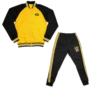 Men's Yellow Black Color Blocking Track Jacket Casual Autumn Wear Turn-down Collar Woven Plain Dyed - Product Image 1