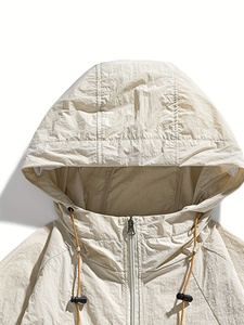 Custom Eco-Friendly Breathable Windbreaker Shorts Suits Hooded Jacket Men Zip up Nylon Waterproof Solid Color Winter Short - Product Image 4