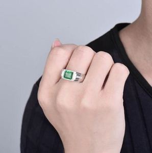 Men's 925 Sterling <b>Silver</b> 14K Gold Plated Bezel Setting <b>Emerald</b> Cut 2 Carat Engagement Wedding <b>Ring</b> Luxury Third Party Certified - Product Image 4