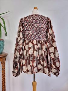 Pur coton terreux Floral bohème débardeur élégant et confortable indien Bagru bloc imprimé court vêtements de jour d'été - Product Image 5