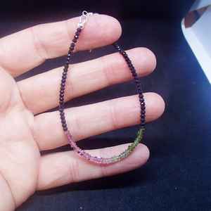 Natural Black Spinel Watermelon Tourmaline Bracelet Sterling Silver October Birthstone Gemstone Jewelry Gift - Product Image 4