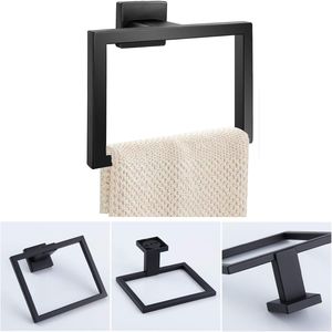 Porte-serviettes carré en acier inoxydable SUS 304 au design moderne, épaissi, avec étagères de salle de bain intégrées - Product Image 3