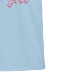 Camiseta Azul de Manga Corta con Cuello Redondo y Diseño de Diamantes de Imitación para Adolescentes, para la Escuela, Uso Diario, Ropa Cómoda para la Calle - Product Image 6