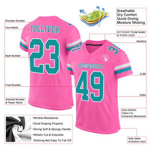 Maillot de football personnalisé rose, violet et noir en mesh, authentique, pour tournoi, club, manches courtes, imprimé - Product Image 4