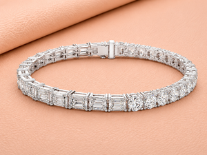 Pulsera de tenis con diamantes de corte esmeralda baguette para mujer, joyería nupcial de lujo para la muñeca, certificado IGI, oro de 14 quilates, plata, oro rosa, regalo - Product Image 2