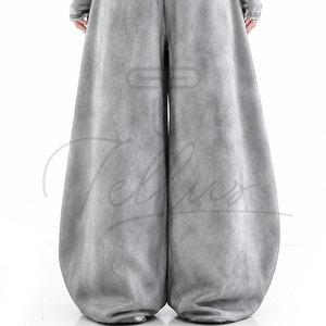 New Design Women's Double Waisted Sweatpants Oversized Heavy <b>Weight</b> Cotton Jogger Pants Breathable Baggy Plain <b>Blank</b> Trousers - Product Image 6