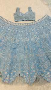 Designer Bridal Wear Party Wear Beautiful Resham Dori And Rainbow Sequence Work Slub Silk Lehenga With Blouse And <b>Net</b> <b>Dupatta</b> - Product Image 6
