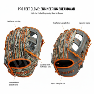 Guantes de Béisbol y Sóftbol Personalizados de Fieltro Profesional para Accesorios de Ropa Deportiva, para Lanzamiento Izquierdo o Derecho, de Cuero Duradero - Product Image 2