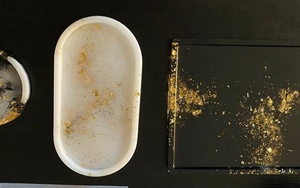 Plateau en résine de haute qualité, fait main, pour le petit-déjeuner du Ramadan, les fruits, le café, le thé, plateau de service de luxe en époxy avec taille personnalisée - Product Image 4