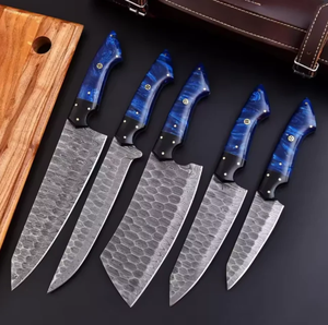 LEGACY BLADES Professional Damascus Chef <b>Knife</b> <b>Set</b> 5-Piece Resin Handle Handmade Razor <b>Sharp</b> Ambidextrous Sustainable <b>Knives</b> - Product Image 1