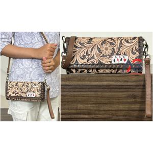 Portefeuille Trifold pour Femme en Cuir Véritable Façonné à la Main, Sac à Bandoulière Unique en Cuir de Vachette avec Pochette de Poignet – Collection March Expo - Product Image 1