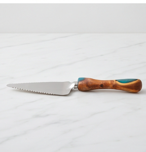 Silver <b>Cake</b> <b>Server</b> With Wooden Handle Stainless Steel Wedding Ceremony <b>Cake</b> Tool Serving Spatula Knife Set - Product Image 3