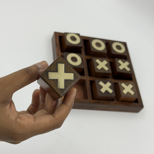 Handmade Wooden Tic Tac Toe Game | Indian Rosewood Noughts Crosses Board Game | Decorative Strategy Game Gift Set - Product Image 4