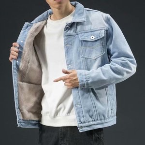 Winter New Denim Jacket Men's Trendy Jacket Casual Cotton Jacket Versatile Plush and Thick Denim <b>Top</b> - Product Image 4