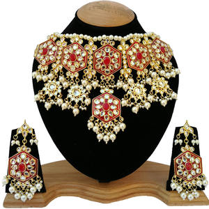 Ensemble collier ras-du-cou et boucles d'oreilles tendance pour femme, en alliage de laiton, fait main, géométrique, ethnique, pour mariage, fiançailles, fête - Product Image 1