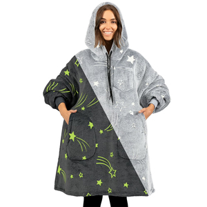 Women's Oversized Hooded Sweatshirt Wearable <b>Blanket</b> <b>Sherpa</b> Lined <b>Fleece</b> Long Sleeve Soft Cotton Blend Pockets Autumn Printed - Product Image 2
