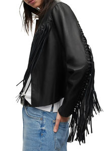 Servicio OEM Personalizado, Chaqueta Larga de Cuero con Flecos para Mujer, Estilo Occidental, Diseño Moderno al por Mayor, Tejido de Gamuza Transpirable - Product Image 3