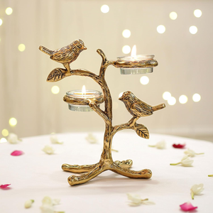 Metal Love Birds <b>Tree</b> Candle Holder Gold Romantic Tea Light Centerpiece Home <b>Decor</b> Gift for Wedding Anniversary Valentine - Product Image 2