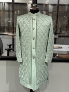 Sherwani Premium pour Hommes, Tenue de Marié Designer, Costume de Mariage de Luxe Indo-Occidental, Costume Royal Bandhgala, Mode DevDarshan - Product Image 1