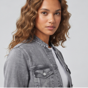 Fashion Style Button Up Stand Collar Denim Jackets Ladies High Quality Long Sleeve Denim Jacket Women Outwear Denim Jackets - Product Image 5