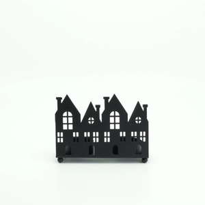 โคมไฟโลหะสีดำรูปกระท่อมสำหรับใส่เทียนทีไลท์  ตกแต่งบ้าน  ราคาโรงงาน - Product Image 4