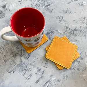 Genuine Leather Coasters Sleek Modern Design Square Wine Glass <b>Mat</b> Water Resistant Dining Table Placemats LC-0013 - Product Image 3
