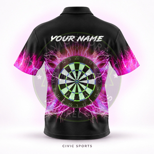Wholesale Custom Men's Darts Shirts Sublimation Short <b>Sleeve</b> Digital Printed Quick Dry Sporty Design with Dart <b>Board</b> Pattern - Product Image 4