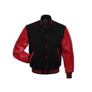 เสื้อแจ็คเก็ตวาร์ซิตี้คุณภาพสูงพร้อมแขนเสื้อหนังแท้ - Product Image 1