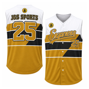 OEM Custom Sublimated Printed Baseball Jersey Short Sleeveless Unisex Quick Dry Plus Size Breathable Button Moisture Wicking - Product Image 2