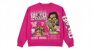 Purple <b>Long</b> <b>Sleeve</b> <b>T</b> <b>Shirt</b> With Cartoon Print Street Style Oversized Fit Men's O-Neck Jersey Knit - Product Image 4